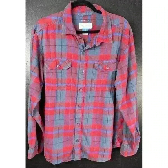 Columbia Men's Omni-Wick Plaid Button-Up Shirt - Red/Blue - Size Large - Picture 1 of 7